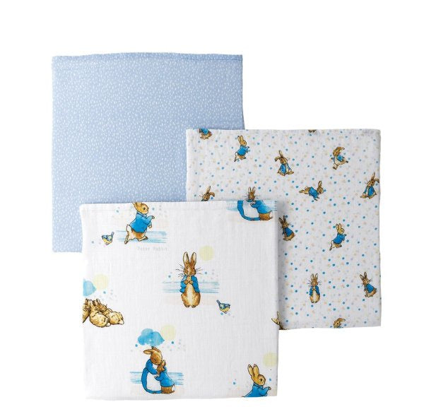 Peter Rabbit Muslin Squares (set of 3)
