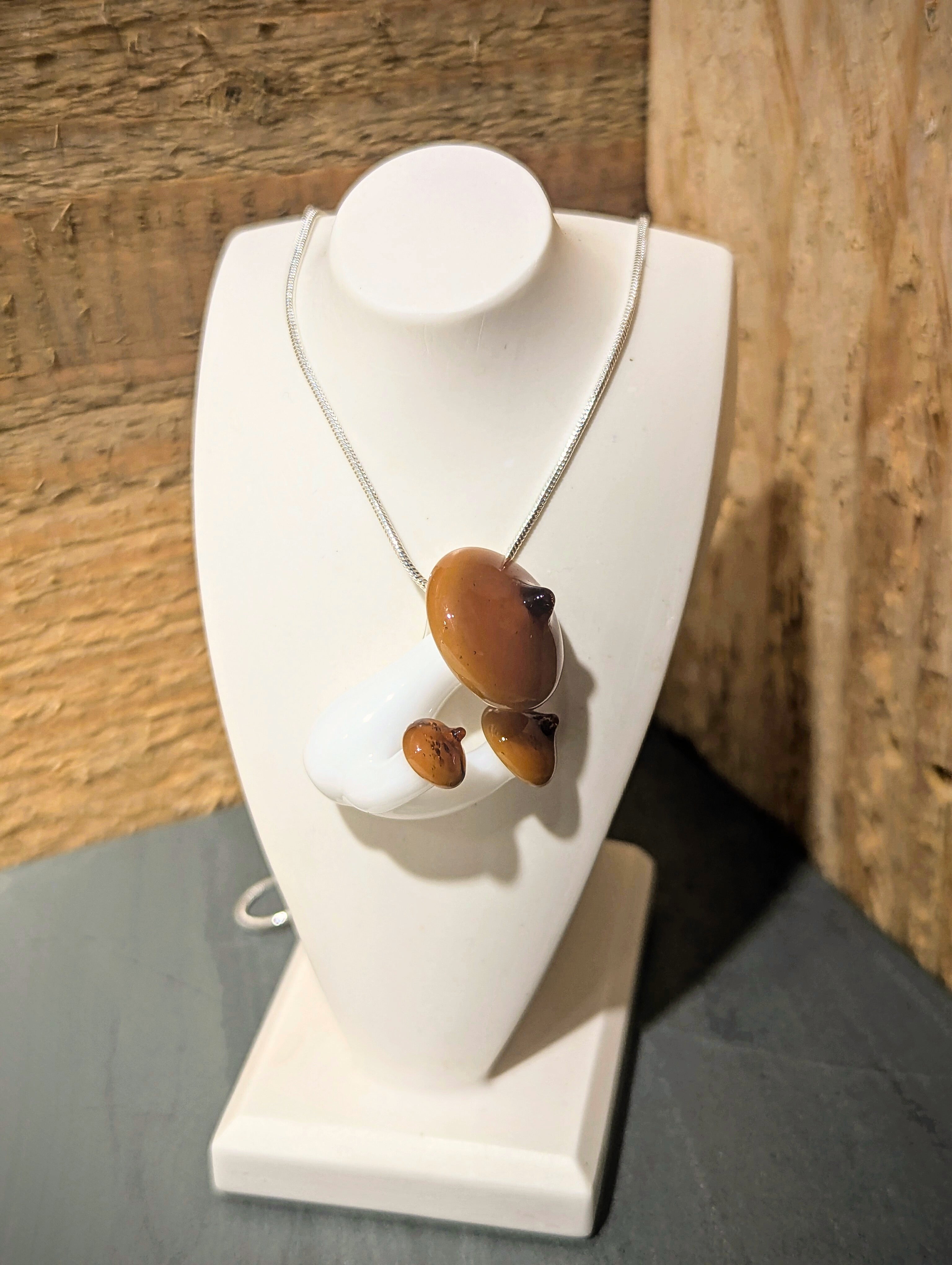 Trio of Mushrooms Cluster Pendant